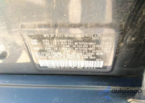 2013 Subaru Outback 2.5I Limited z USA, uszkodzony, nr VIN 4S4BRBLC0D3302274